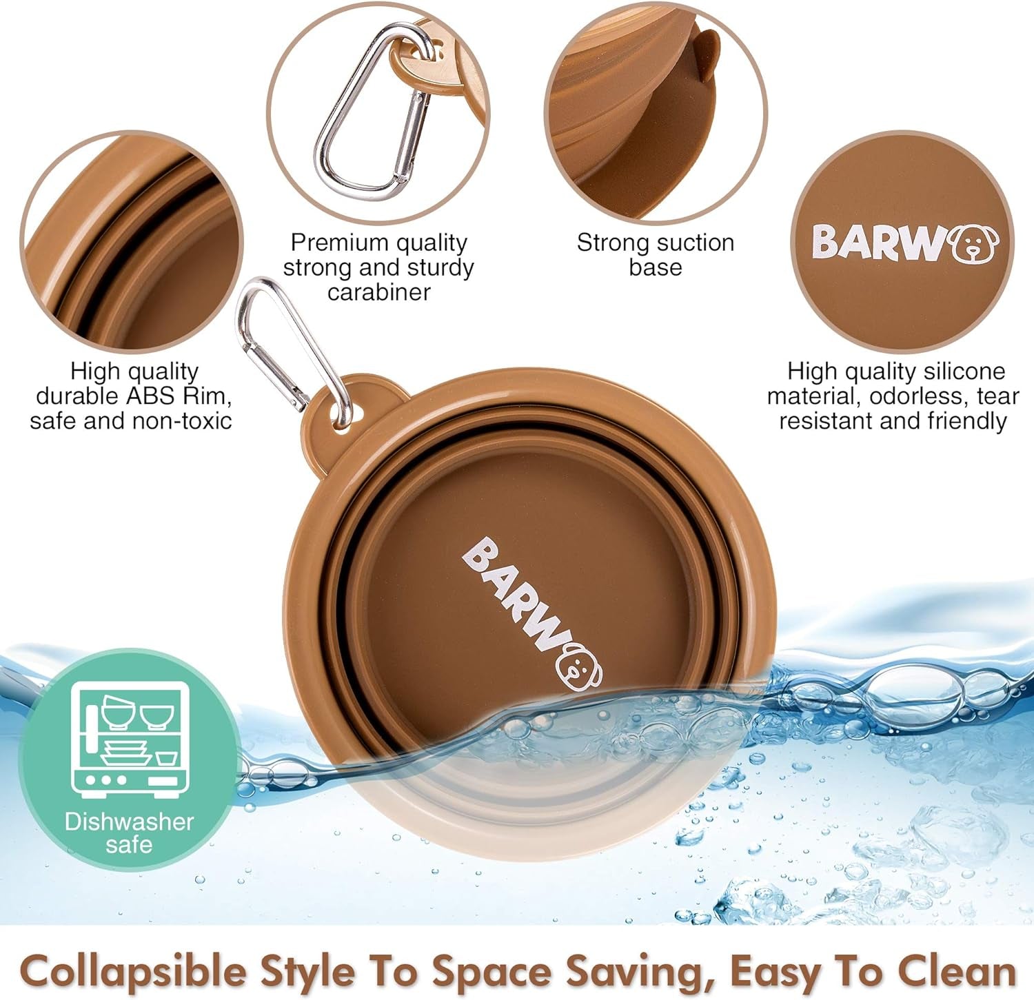 Portable Collapsible Dog Bowl with Suction Base - Silicone, 350ml, Ideal for Travel & Outdoor