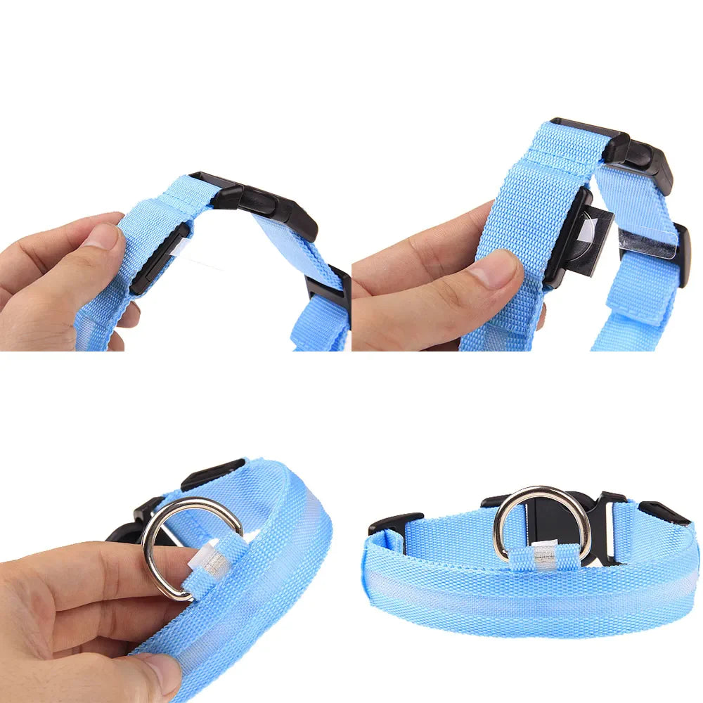 Adjustable LED Dog Collar - Waterproof Flashing Safety Glow