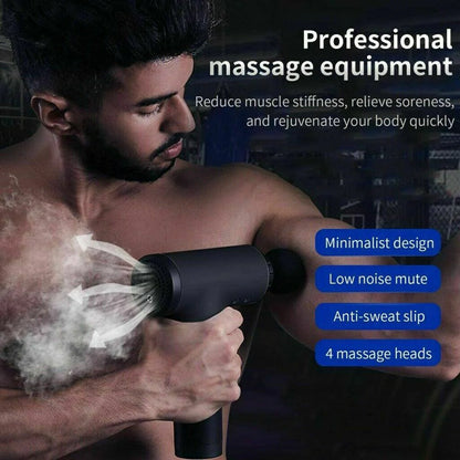 Deep Tissue Percussion Massage Gun with 4 Heads - Muscle Relaxation & Vibrating Therapy