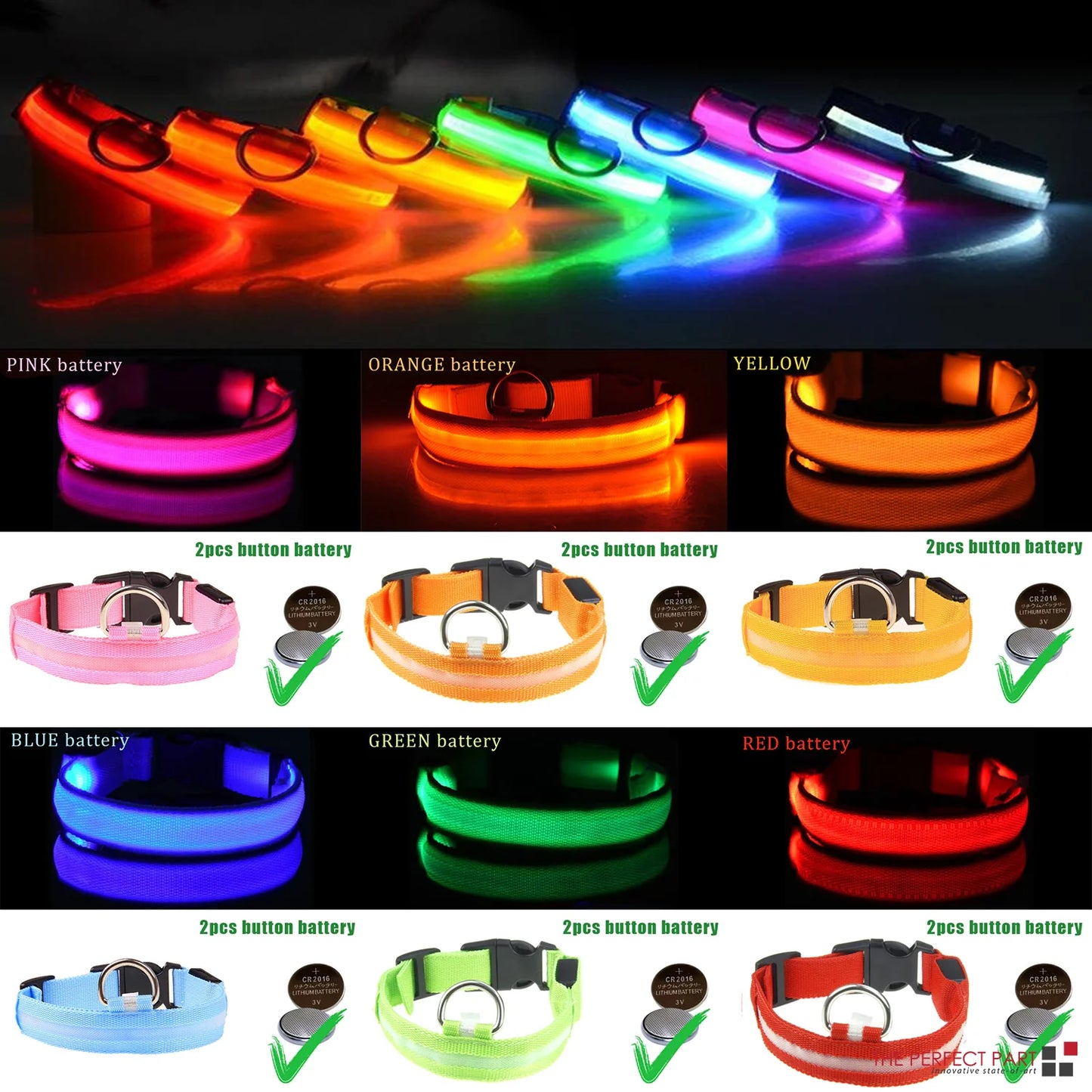 Adjustable LED Dog Collar - Waterproof Flashing Safety Glow