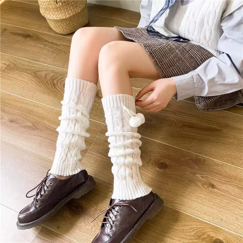 Lolita Knitted Leg Warmers & Boot Cuffs – Cozy Crochet Socks for Women (Autumn/Winter)