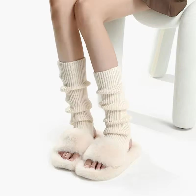 Lolita Knitted Leg Warmers & Boot Cuffs – Cozy Crochet Socks for Women (Autumn/Winter)