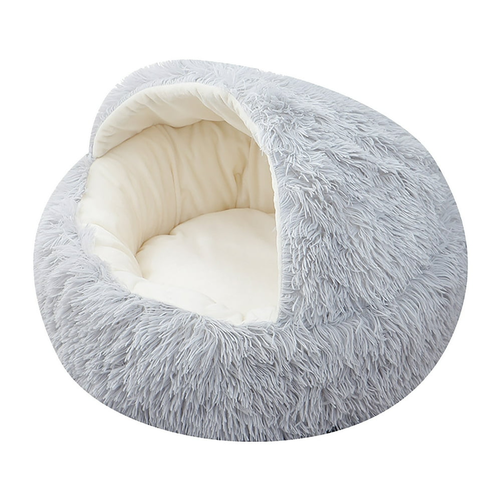 Calming Dog & Cat Cave Bed with Anti-Slip, Anti-Anxiety, Faux Fur, Coved Bed for Improved Sleep